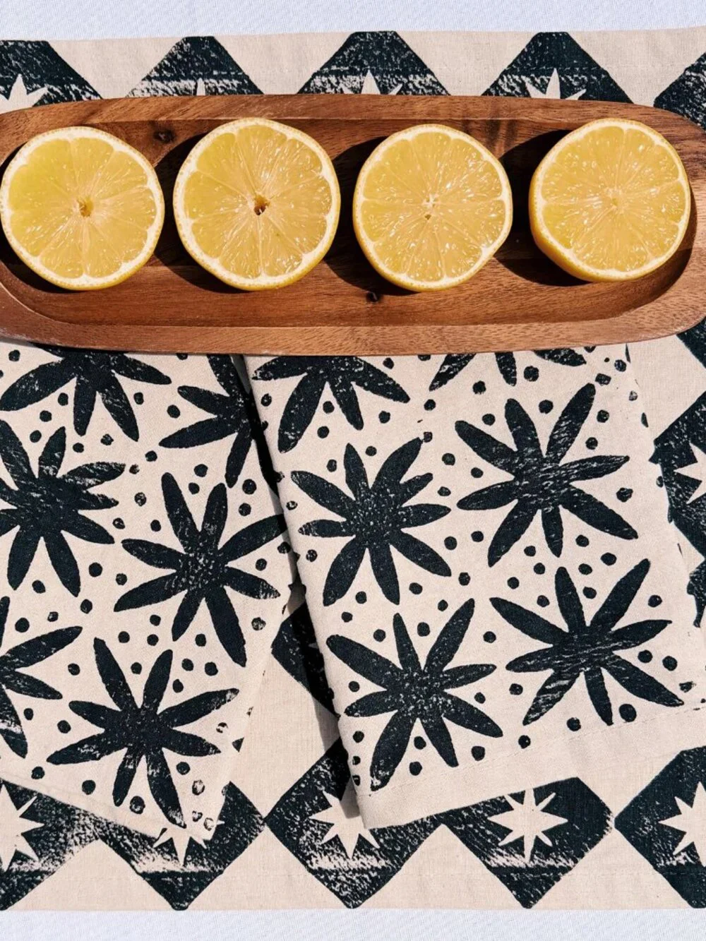 JULIE PEACH Blockprint Napkins Black and White (3 Pairs)